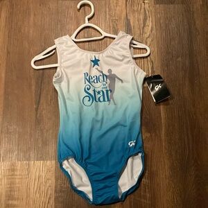 Blue and White Gymnastics Leotard